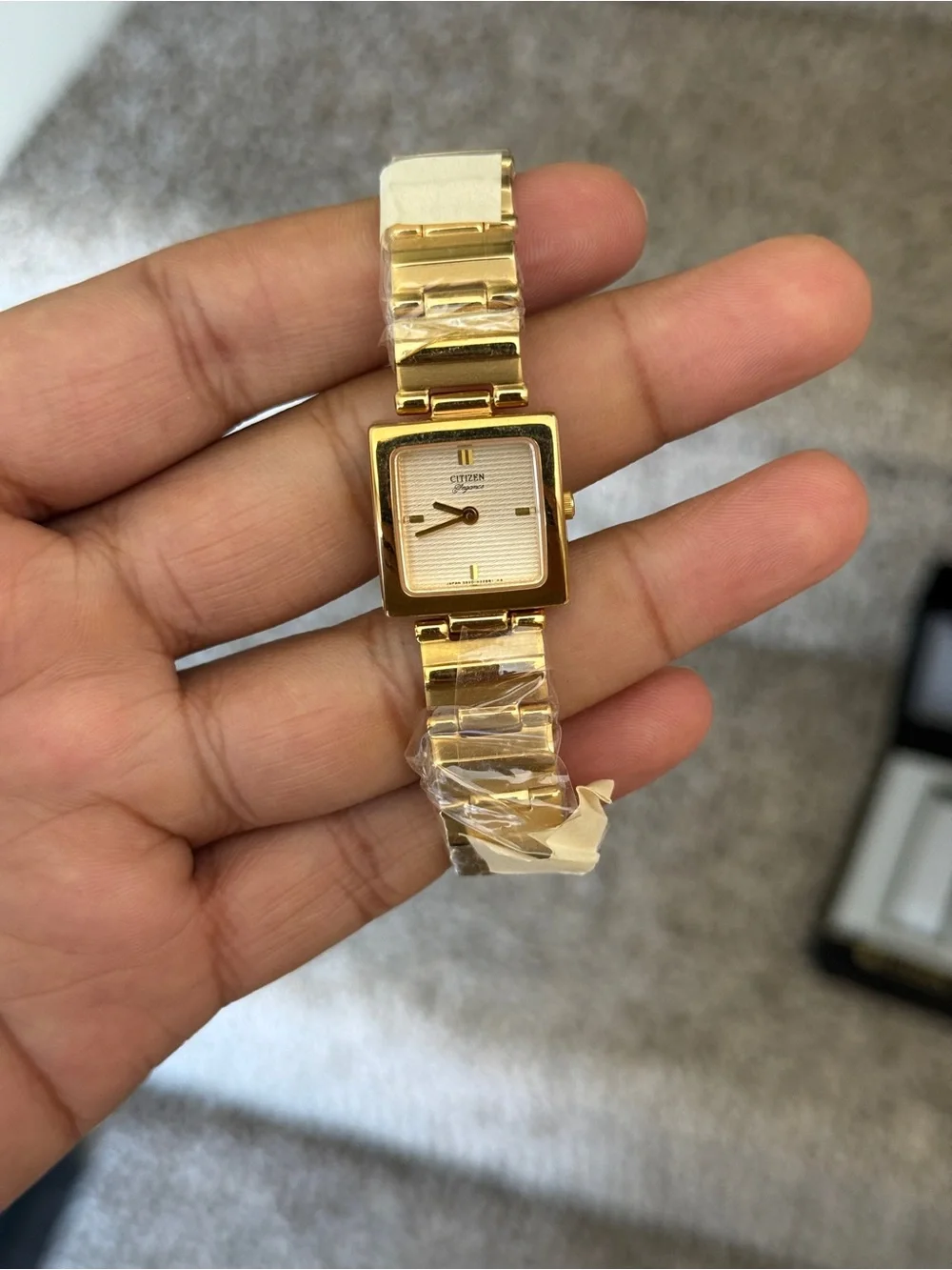 Citizen 90s Gold-Tone Women's Square Bracelet Watch new old stock rare find